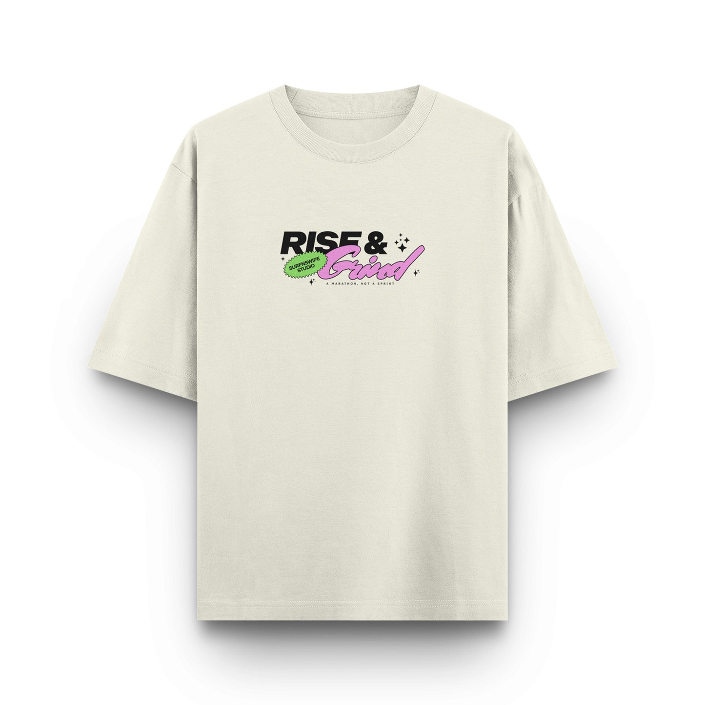 T-shirt with "Rise & Grind" graphic