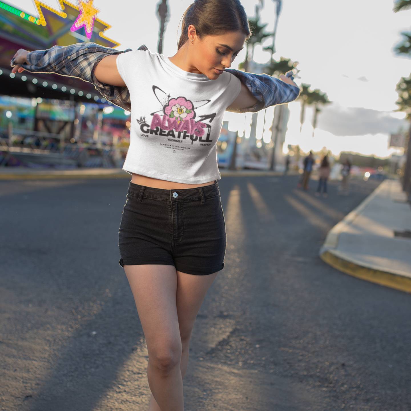 Always Greatfull Printed Cotton Crop Top