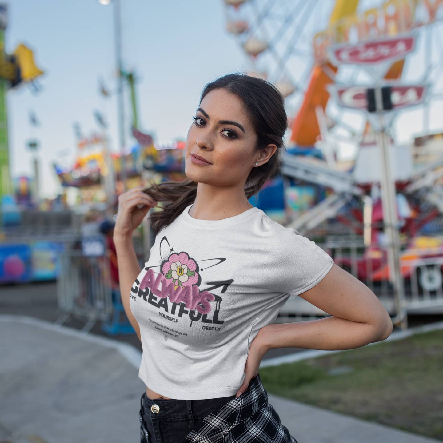 Always Greatfull Printed Cotton Crop Top