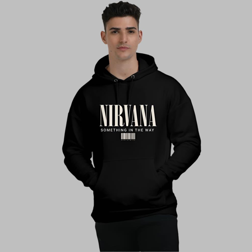 Classic Black Unisex Oversized Hoodie with Nirvana  Graphic