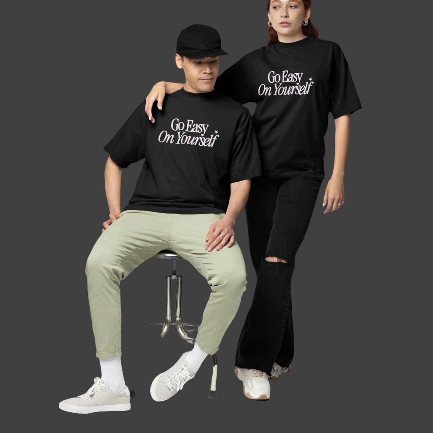 Lazy Day Vibes Oversized Cotton Black T-shirt