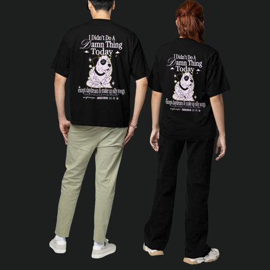 Lazy Day Vibes Oversized Cotton Black T-shirt