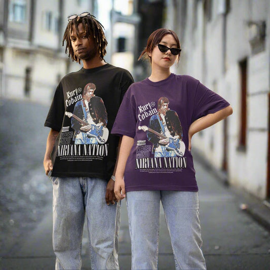 Nirvana Fan Essential Kurt Cobain Artwork on Premium Oversized Tee
