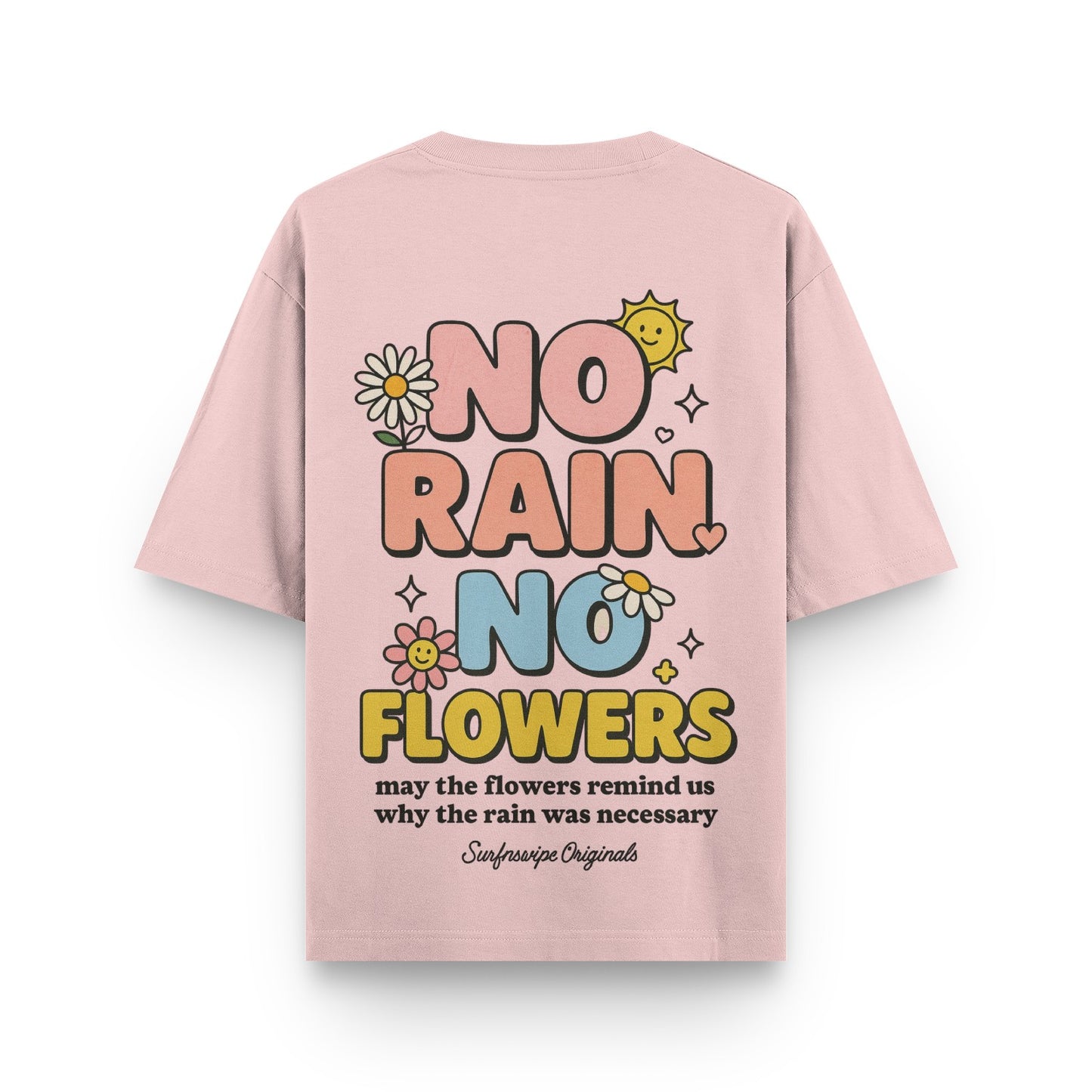 No Rain No Flowers Retro T-Shirt - Back View