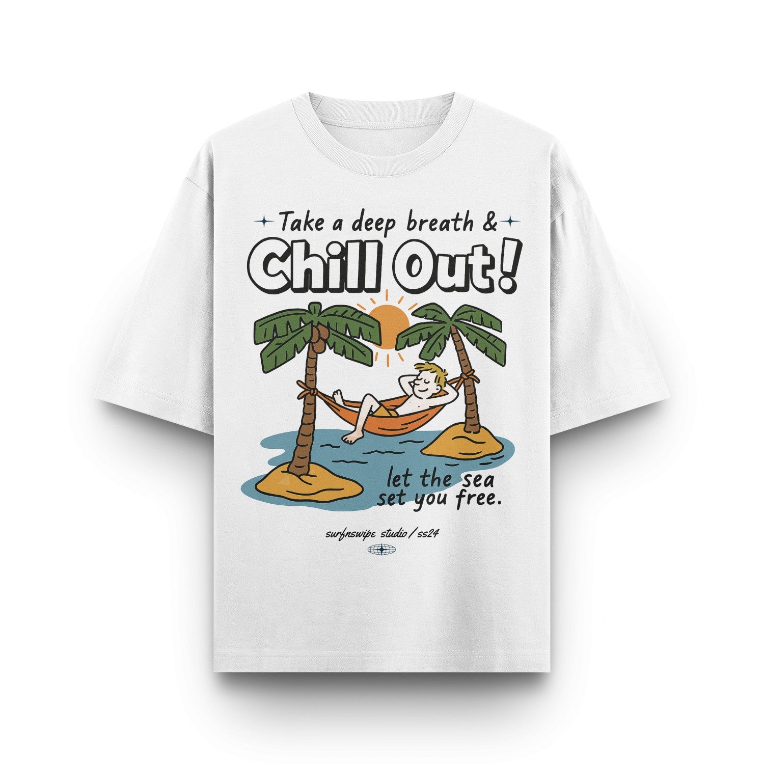 oversized t-shirt featuring a cartoon graphic