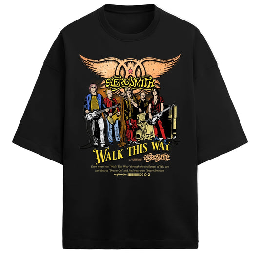 Oversized Aerosmith Band Graphic T-Shirt