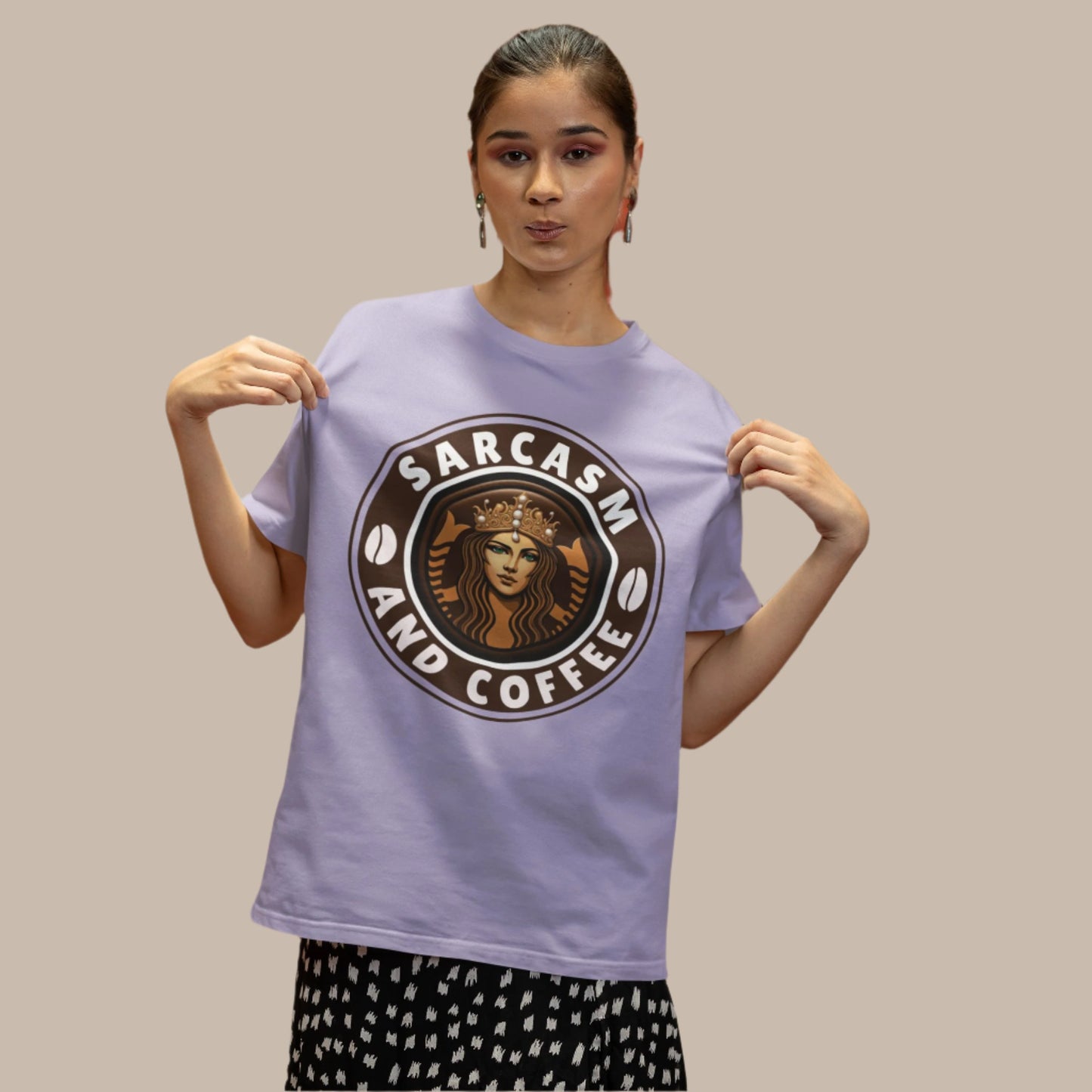 Oversized Sarcasm and Coffee Graphic Tee for Unisex