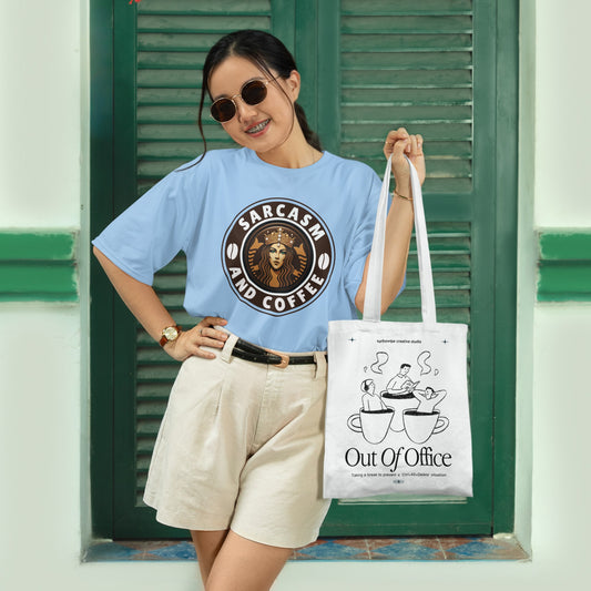 Oversized Sarcasm and Coffee Graphic Tee for Unisex