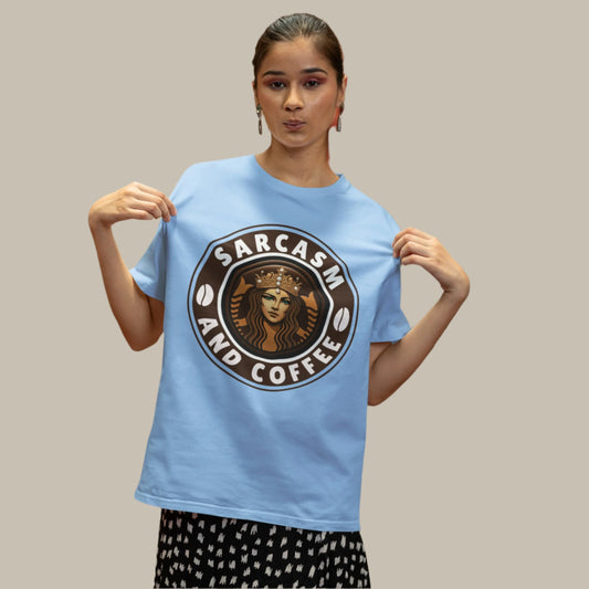 Oversized Sarcasm and Coffee Graphic Tee for Unisex