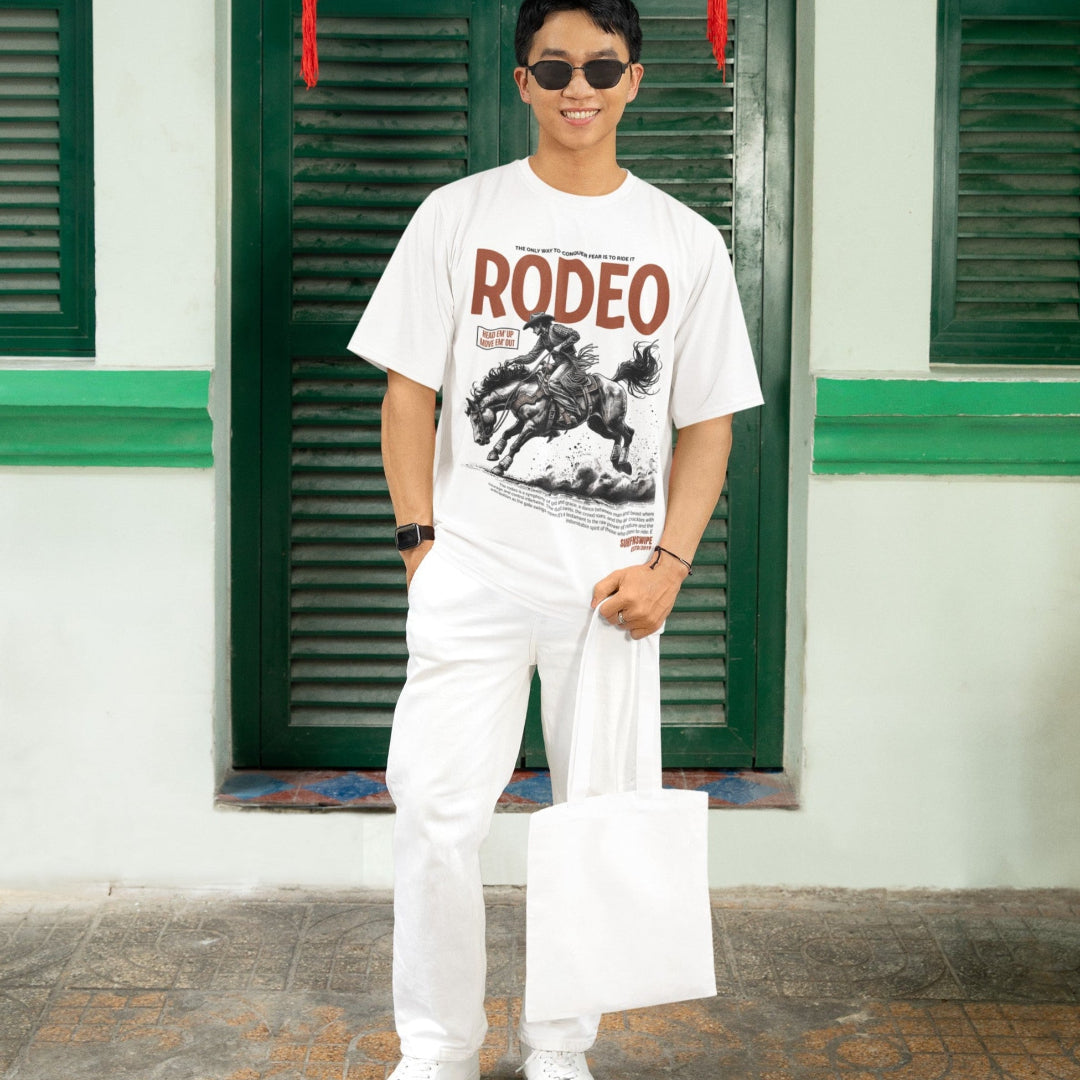 Oversized White Rodeo T-Shirt for Men & Women
