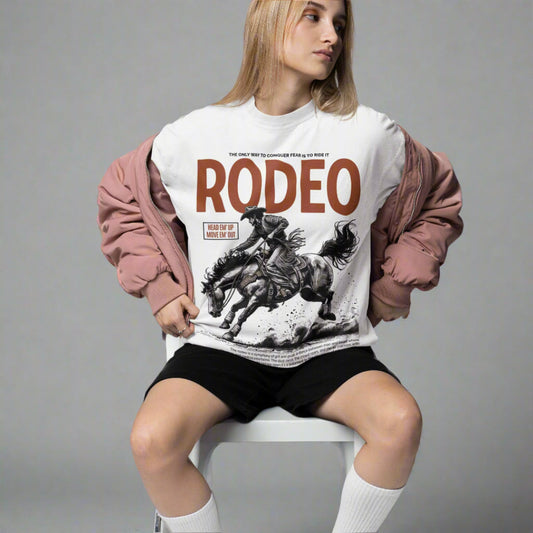 Oversized White Rodeo T-Shirt for Men & Women