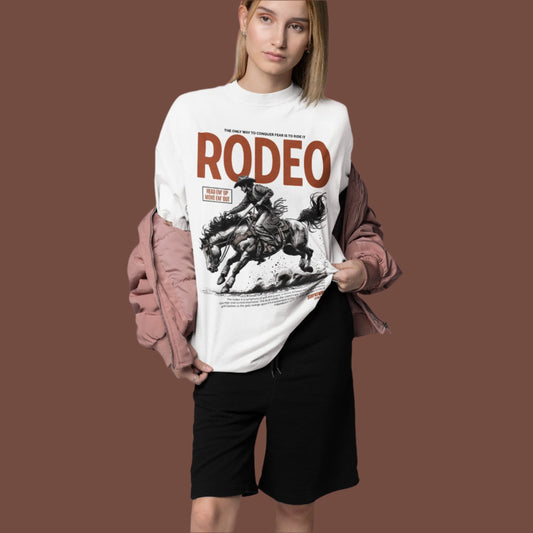 Oversized White Rodeo T-Shirt for Men & Women
