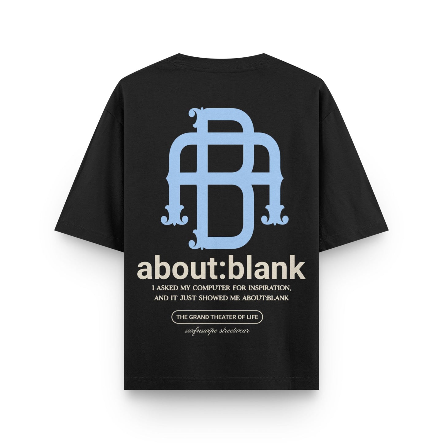 Oversized "about:blank" Graphic T-Shirt - Black Streetwear Tee