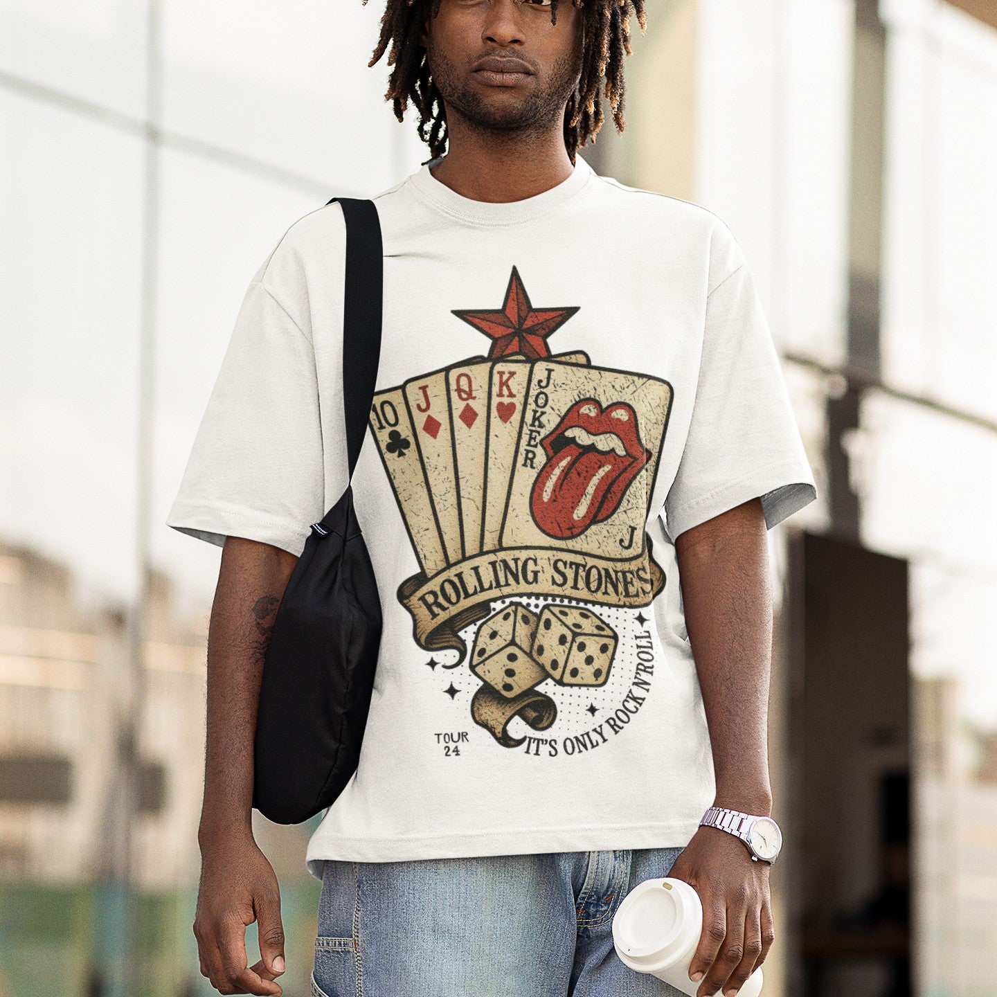 Rolling Stones t-shirt featuring playing cards