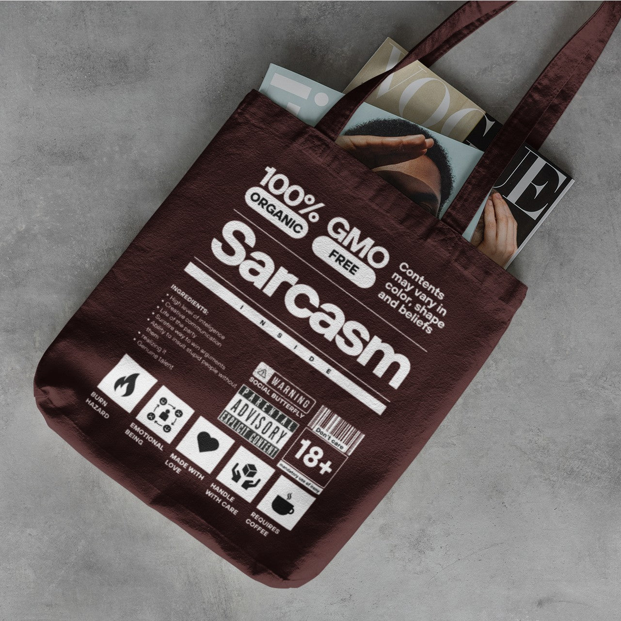 Sarcasm Printed Canvas Tote Bag