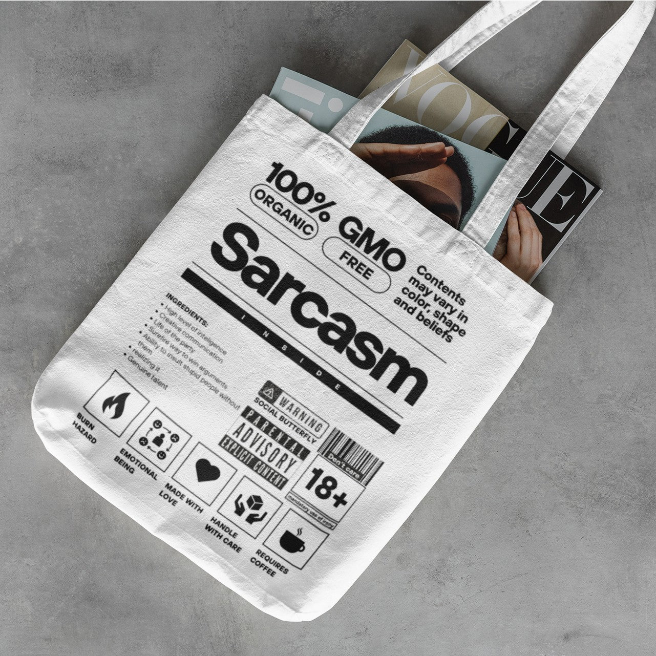Sarcasm Printed Canvas Tote Bag