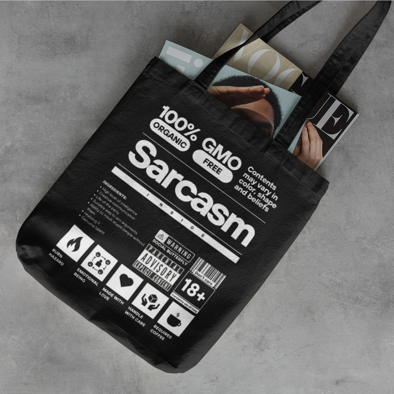 Sarcasm Printed Canvas Tote Bag