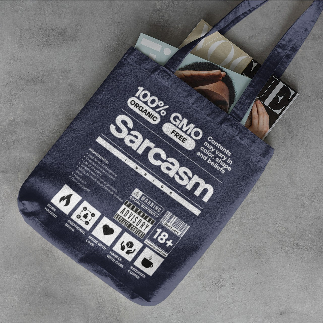 Sarcasm Printed Canvas Tote Bag