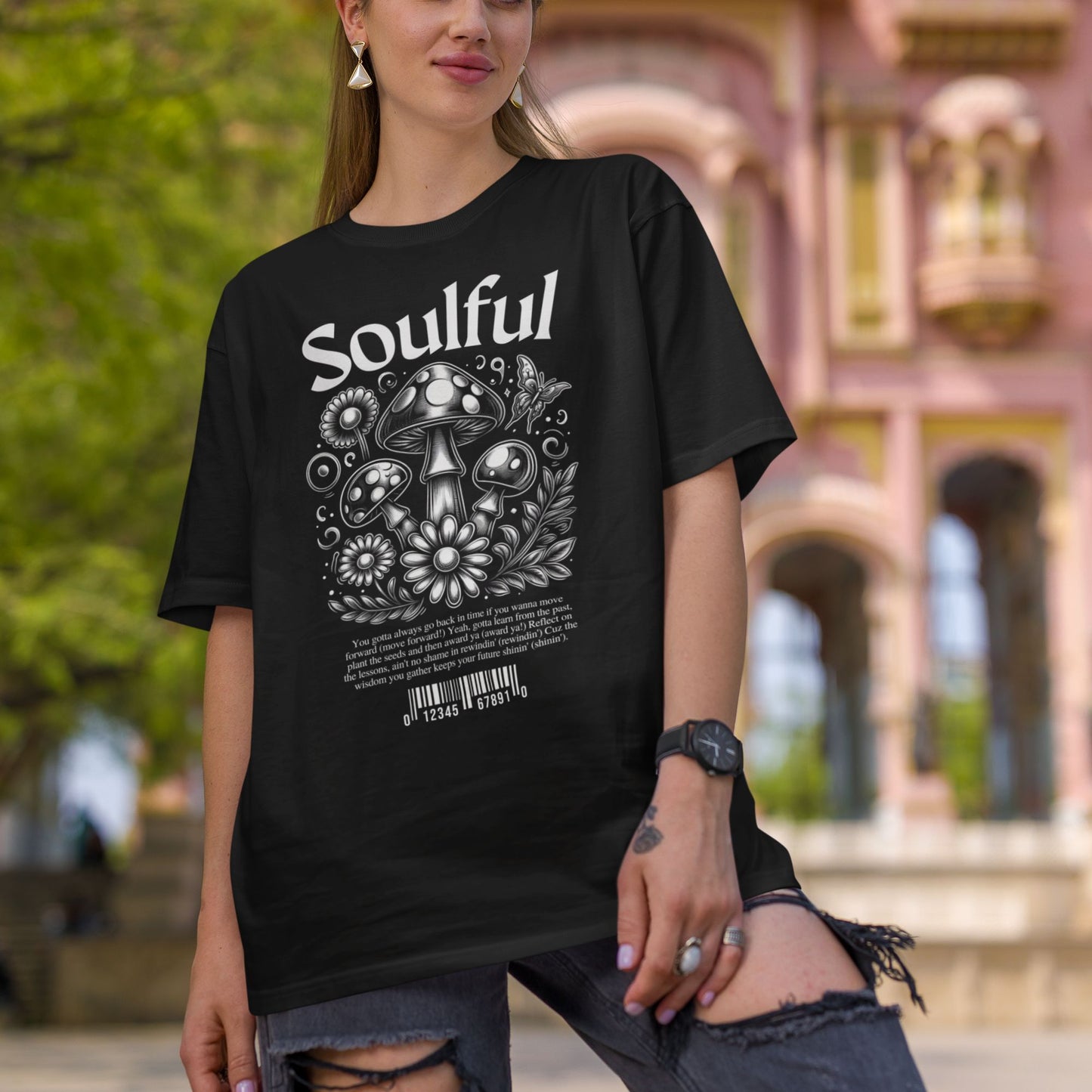 Soulful 70s Trippy Mushroom Oversized Unisex T-Shirt