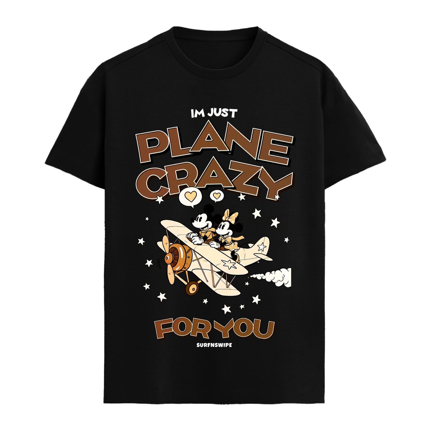 Plane Crazy Mickey & Minnie T-Shirt -Supima Cotton Retro Tee