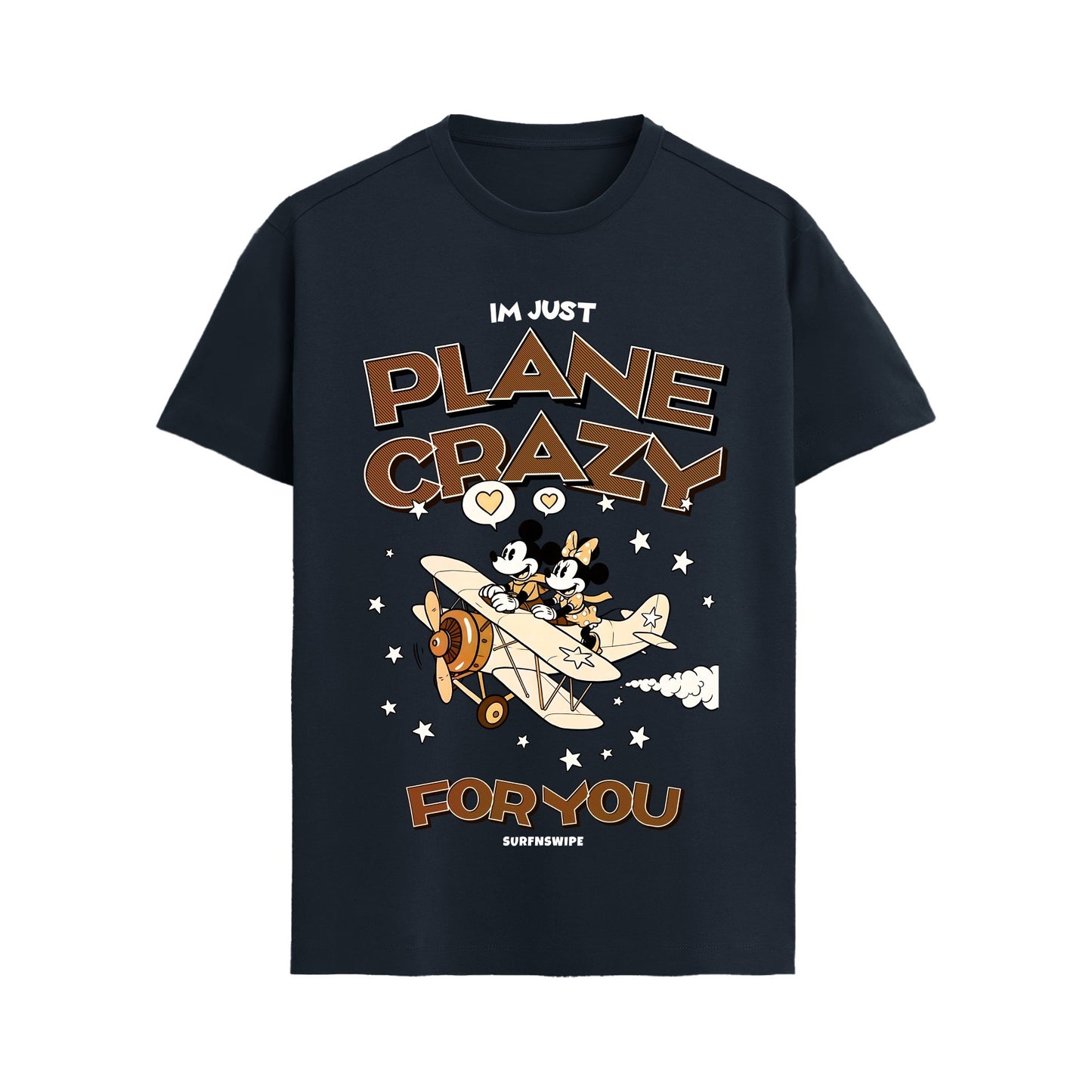Plane Crazy Mickey & Minnie T-Shirt -Supima Cotton Retro Tee
