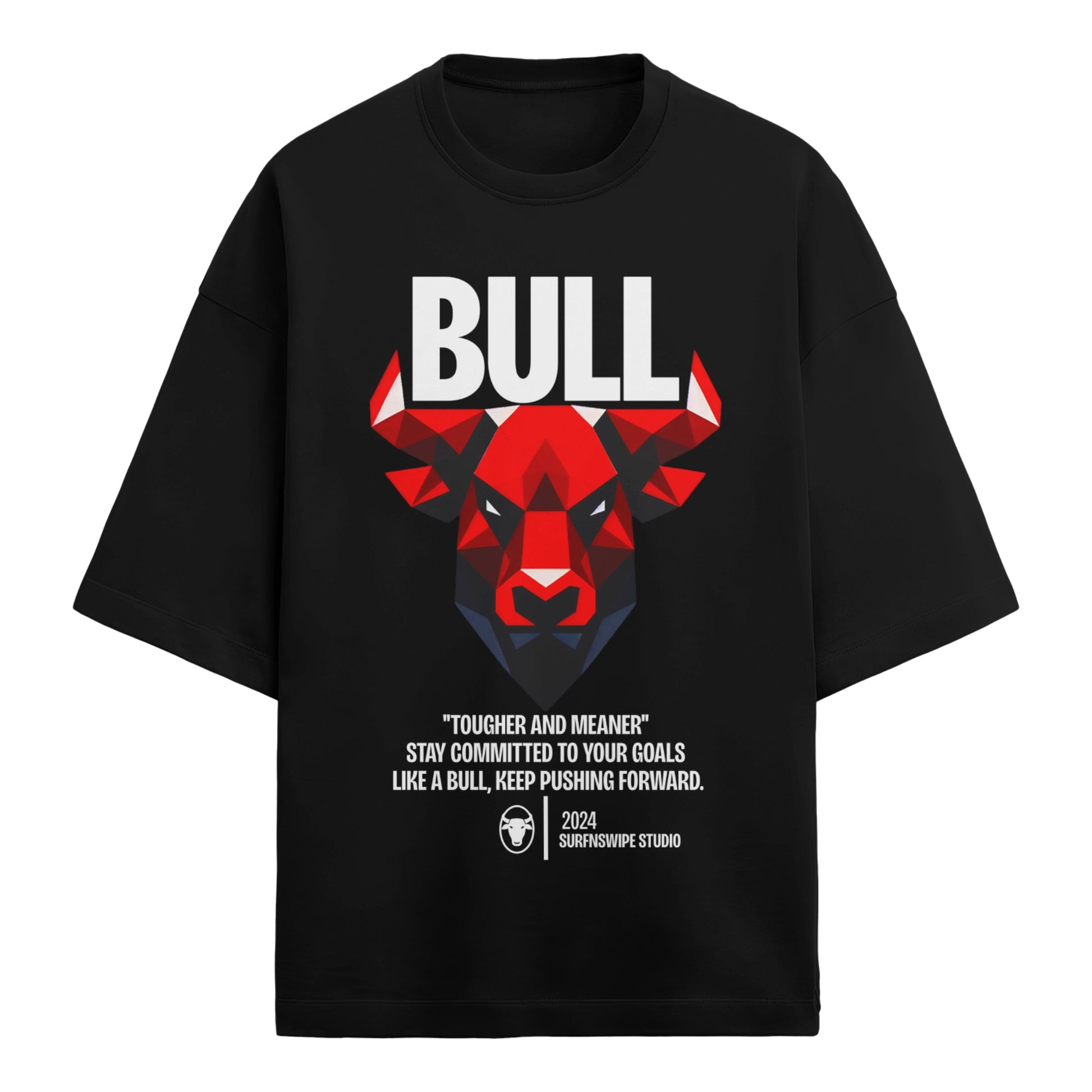 black Bull Strong T-Shirt with geometric bull graphic