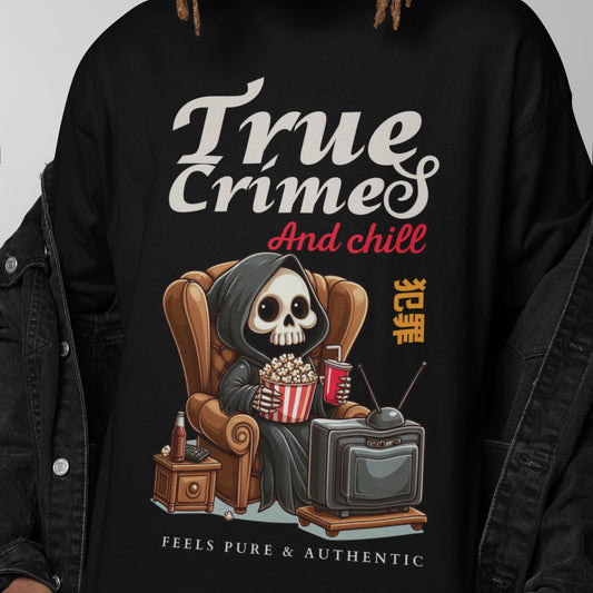 True Crimes & Chill Printed  Unisex Oversize Cotton Tee