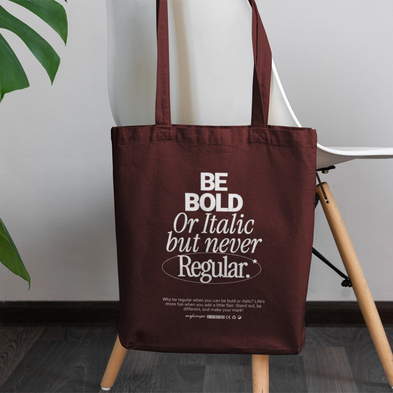 Typographic Quote Printed Canvas Tote Bag