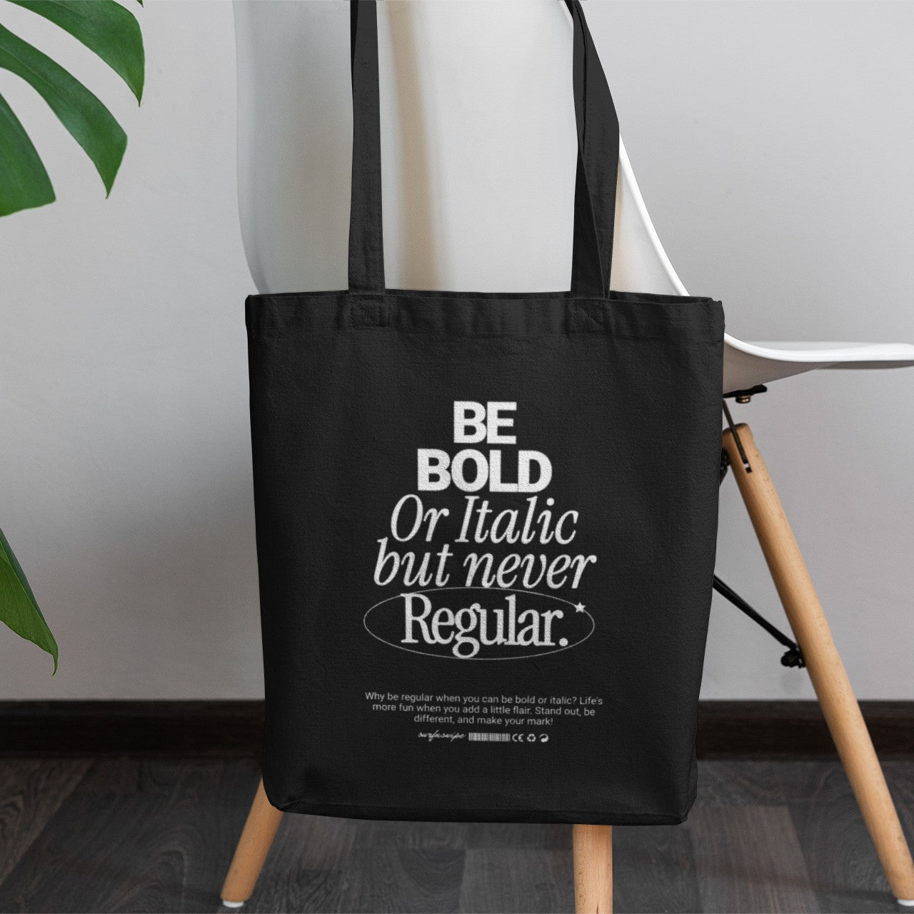 Typographic Quote Printed Canvas Tote Bag