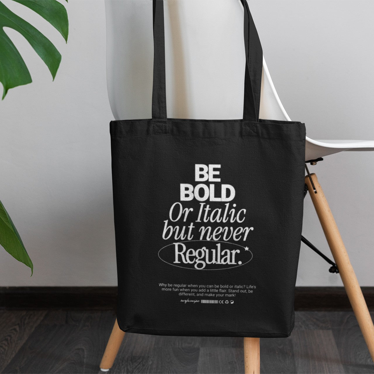 Typographic Quote Printed Canvas Tote Bag