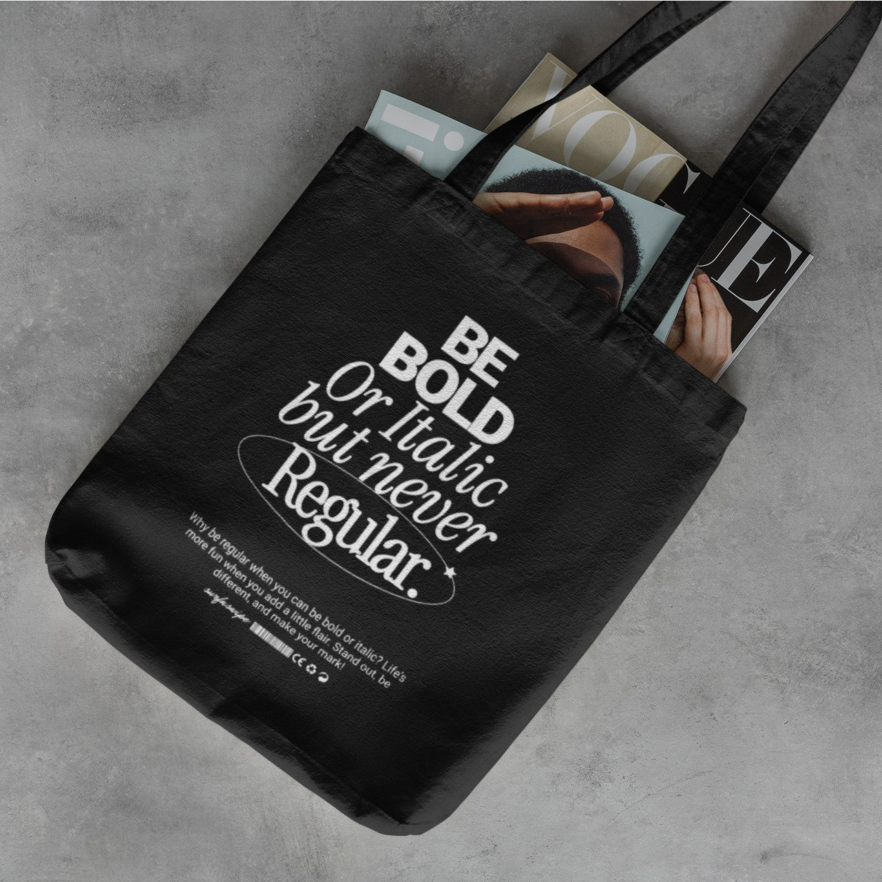 Typographic Quote Printed Canvas Tote Bag