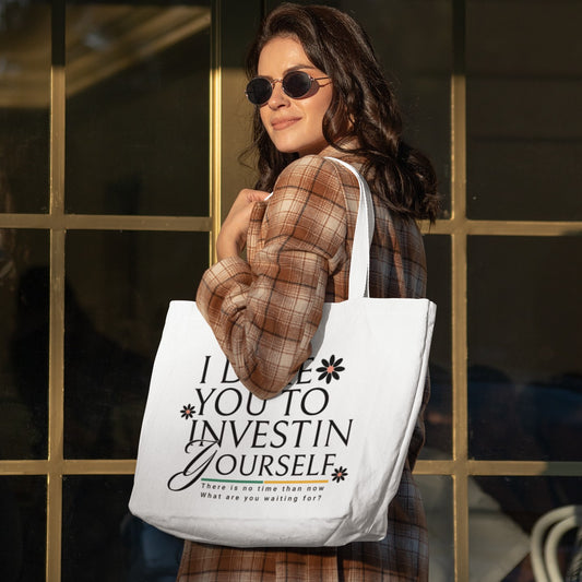 Typography Printed Cotton Everyday Large Tote Bag