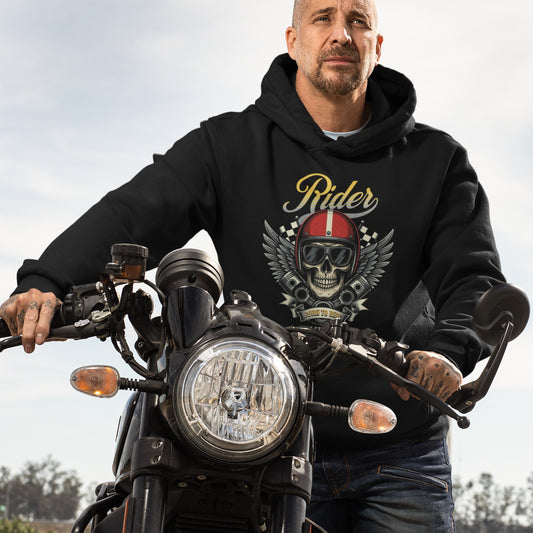 Unisex Oversized Hoodie with Vintage Motorcycle Skull Graphic