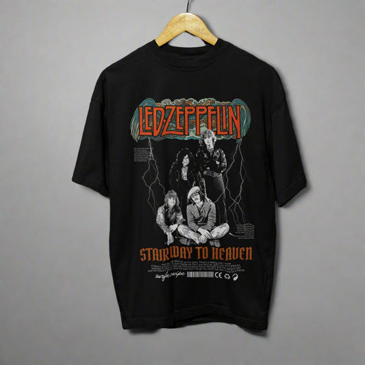 Unisex Black Led Zeppelin Oversized T-Shirt