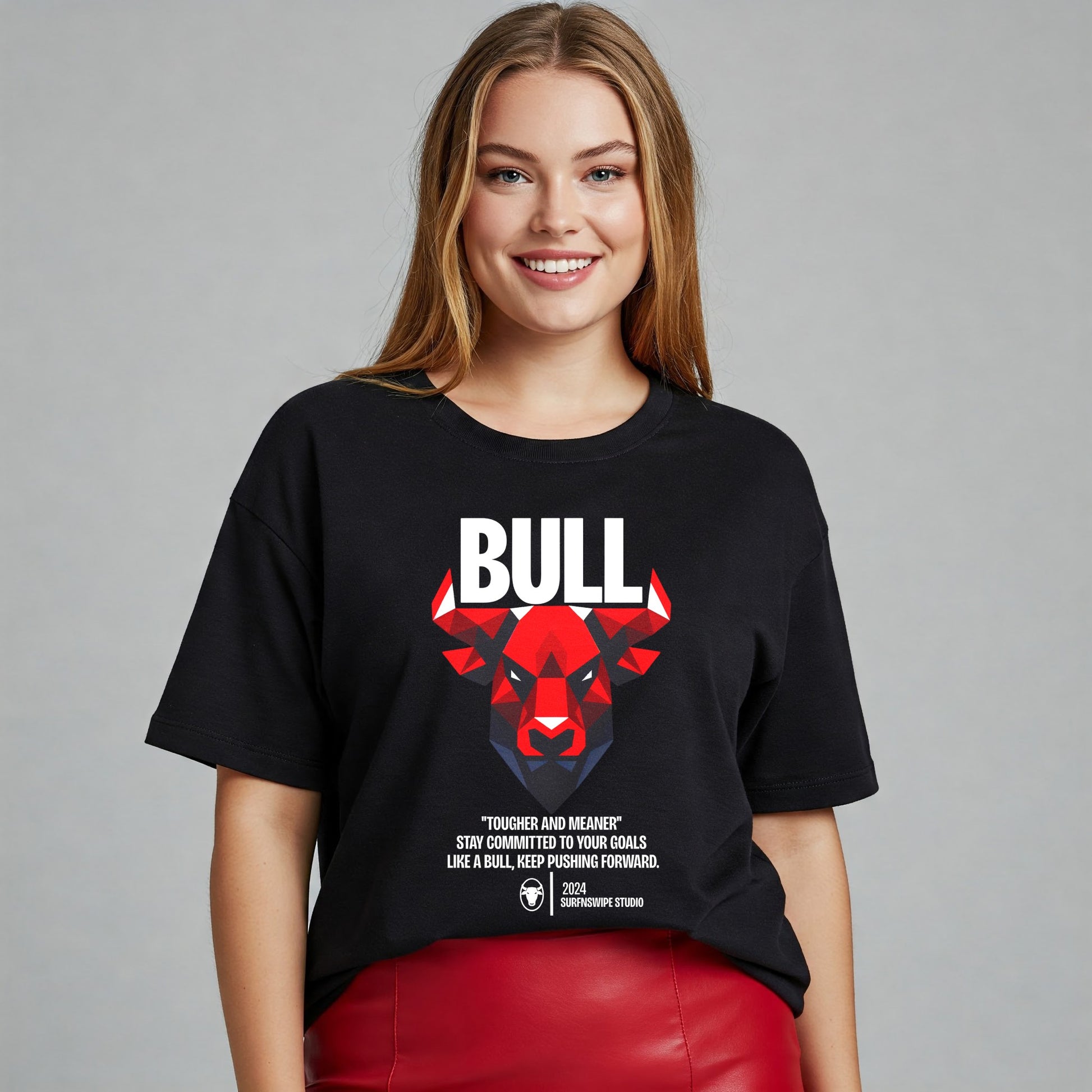 black Bull Strong T-Shirt with geometric bull graphic