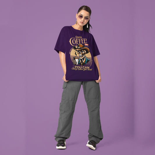 Oversized Coffee T-Shirt - Premium Cotton, Unisex Fit