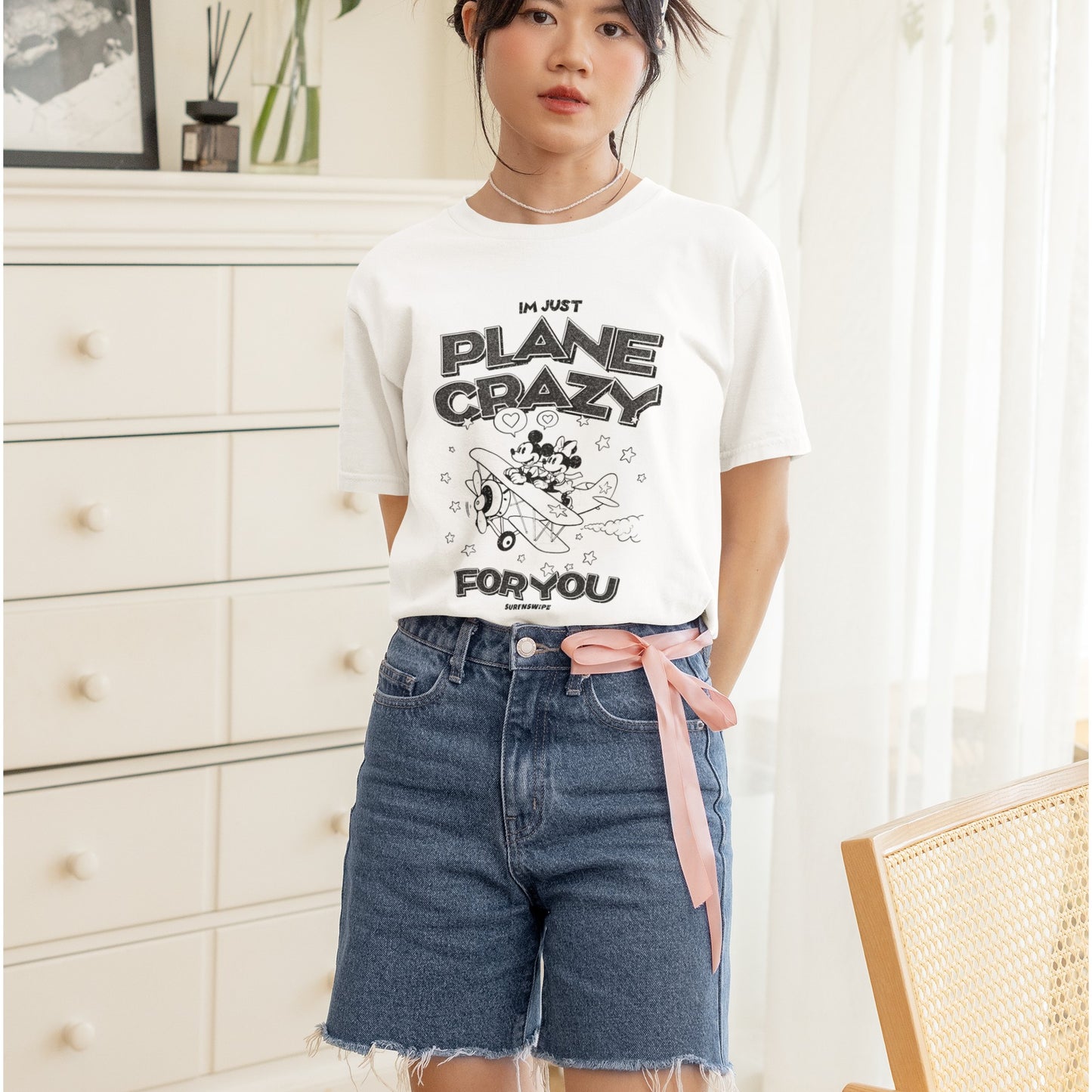 Plane Crazy Mickey & Minnie T-Shirt -Supima Cotton Retro Tee