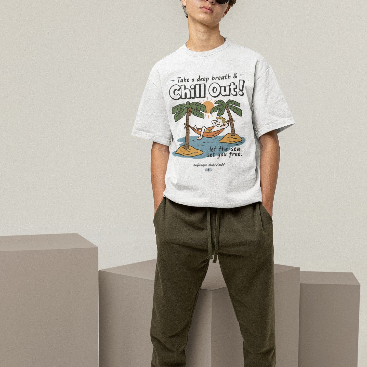 oversized t-shirt featuring a cartoon graphic