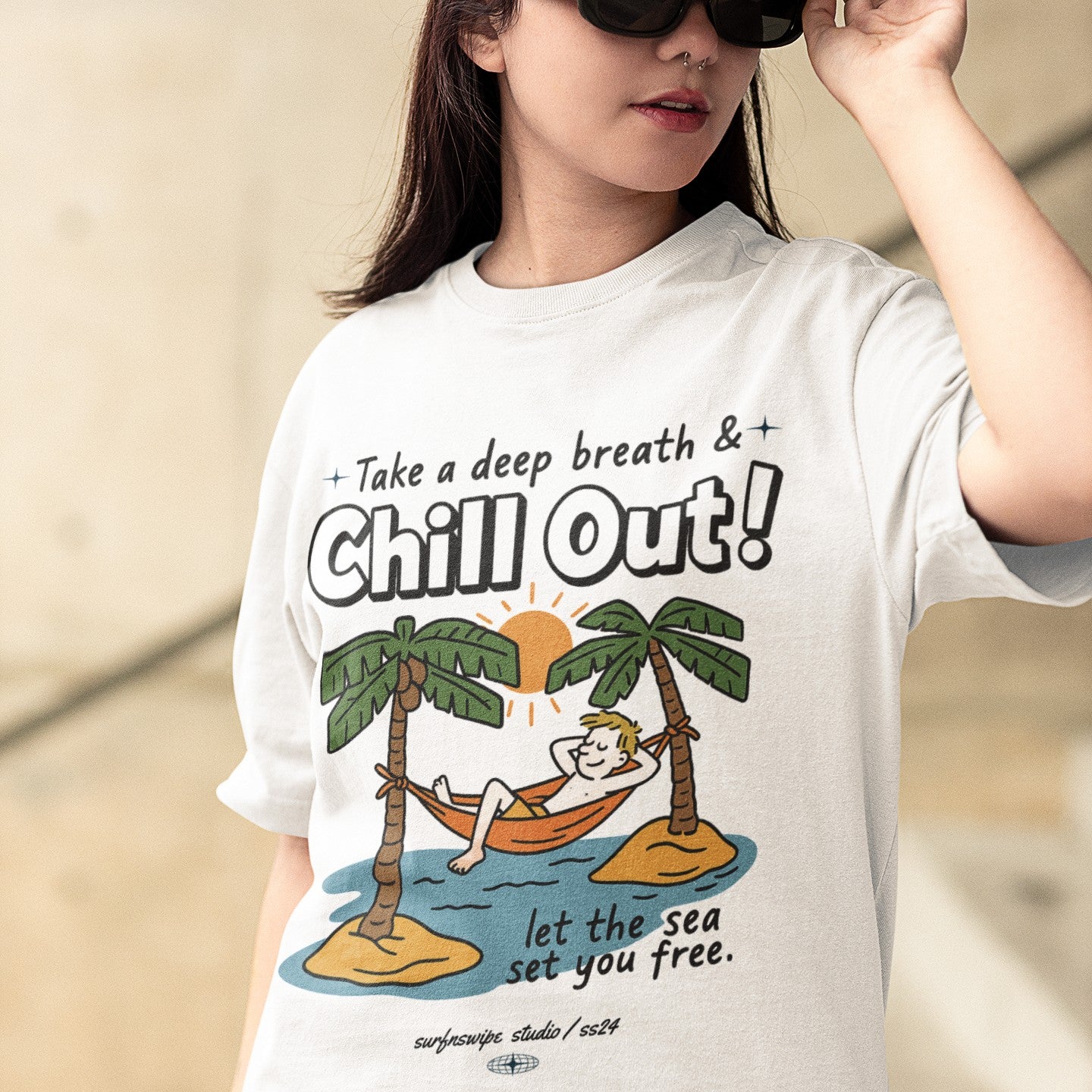 oversized t-shirt featuring a cartoon graphic