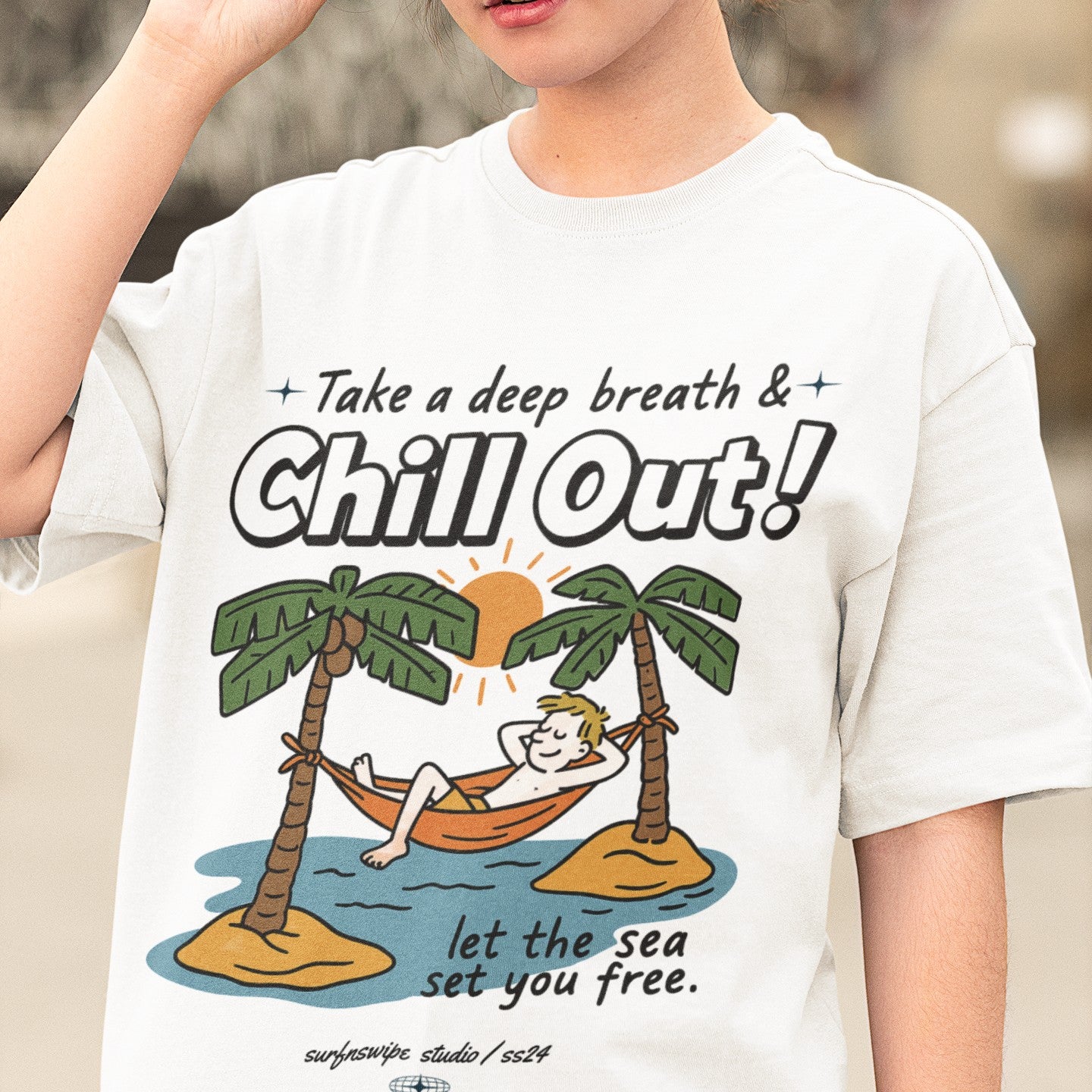 oversized t-shirt featuring a cartoon graphic