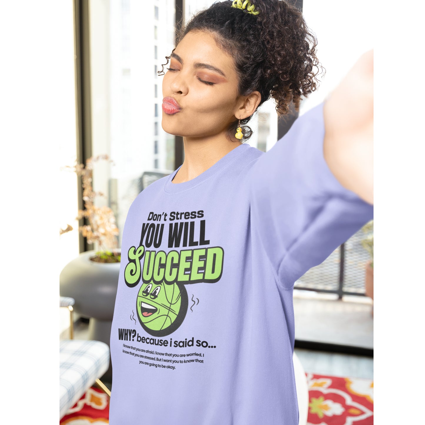 Printed Oversize Round neck Pullover Sweatshirt