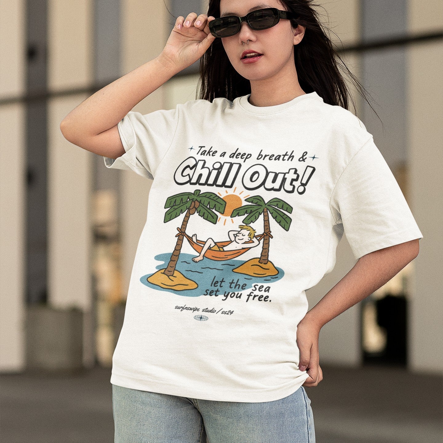 oversized t-shirt featuring a cartoon graphic