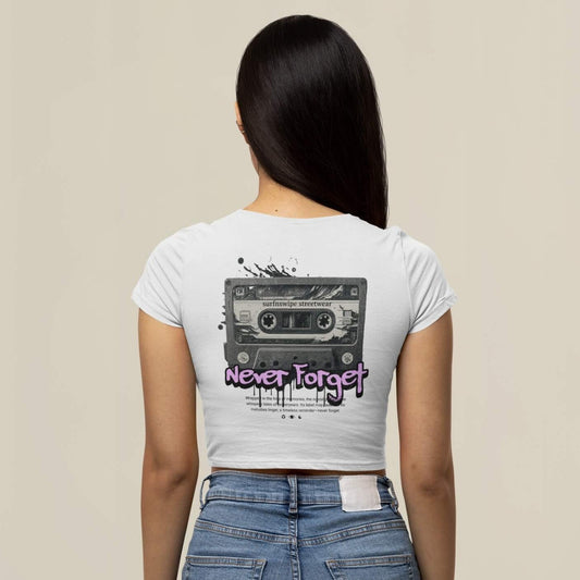 Vintage Cassette Printed Cotton Crop Top