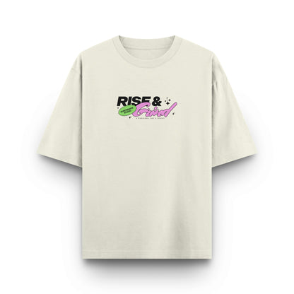  T-shirt with "Rise & Grind" graphic