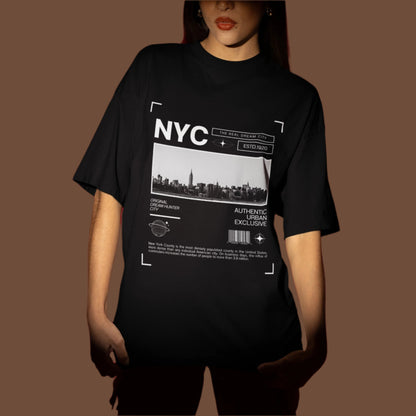 240 GSM Oversize Cotton Tee with NYC Graphic