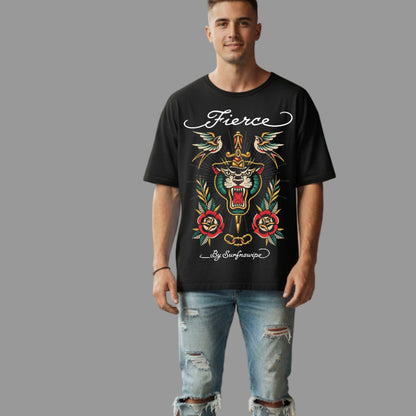 Fierce Panther Tattoo Art Oversized T-Shirt