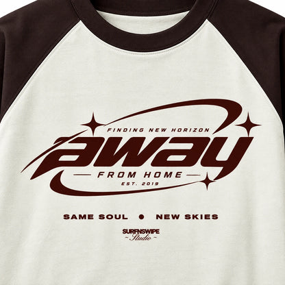 Close up Away From Home oversized classic t-shirt in maroon and off white,