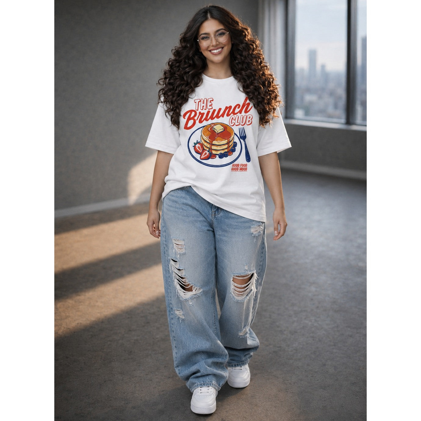 oversized graphic tee women streetwear white