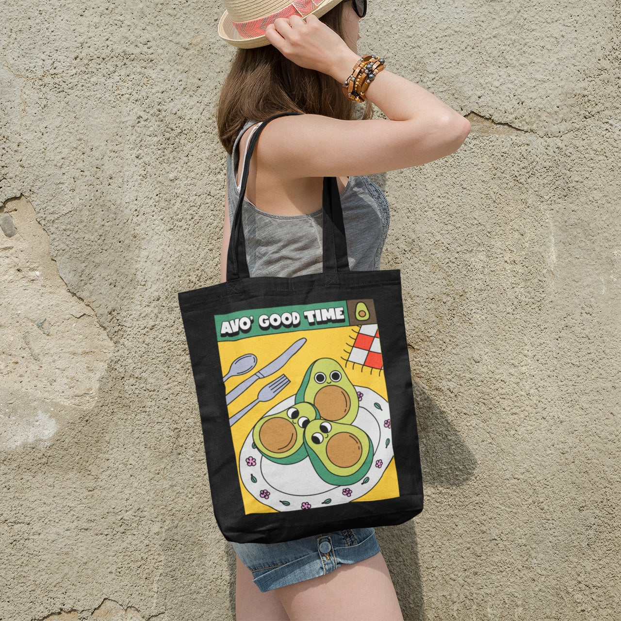 Cute Avocado Printed Avo' Good Time Canvas Tote bag