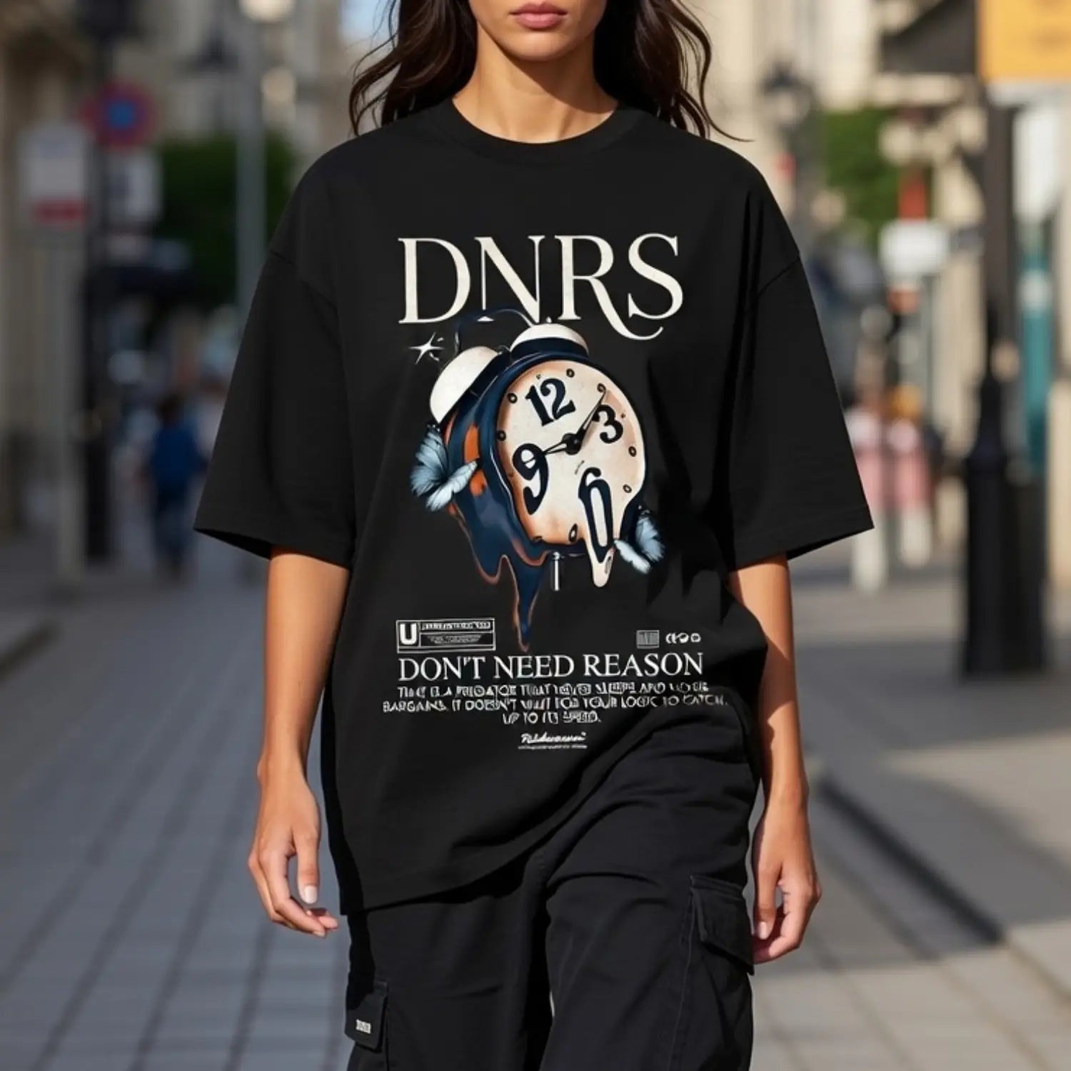 Black dropped shoulder oversized streetwear tee back print